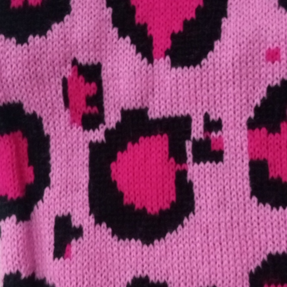 Sourpuss 3 pc  Pink Leopard Beanie Hat & Gloves w  Matching Scarf Knit  New - Picture 12 of 13